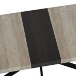 55.11" -70.86"Retro Rectangular Stretch Dining Table, Antique Wood Top And Black Relief Plate, Black Fine Sand Cross Iron Foot Base Dining Table, With Storage Box - Image 11