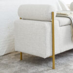 Elegant Upholstered Linen Storage Bench with Cylindrical Arms and Iron Legs for Hallway Living Room Bedroom - Image 5