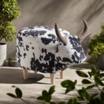 Animal Ottoman/Footstool, Black and White Cow-Shaped Ottoman, Modern Ottoman, Modern Accent Stool Home Decor, Suitable for Living Room, Bedroom, Porch, Garden, Backyard, Balcony - Image 10