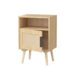 22.83'' H Rattan Nightstand, Side Table with Door Open Shelf, Accent Bedside End Table with Solid Wood Legs for Bedroom, Dorm and Small Spaces, Oak - Image 13