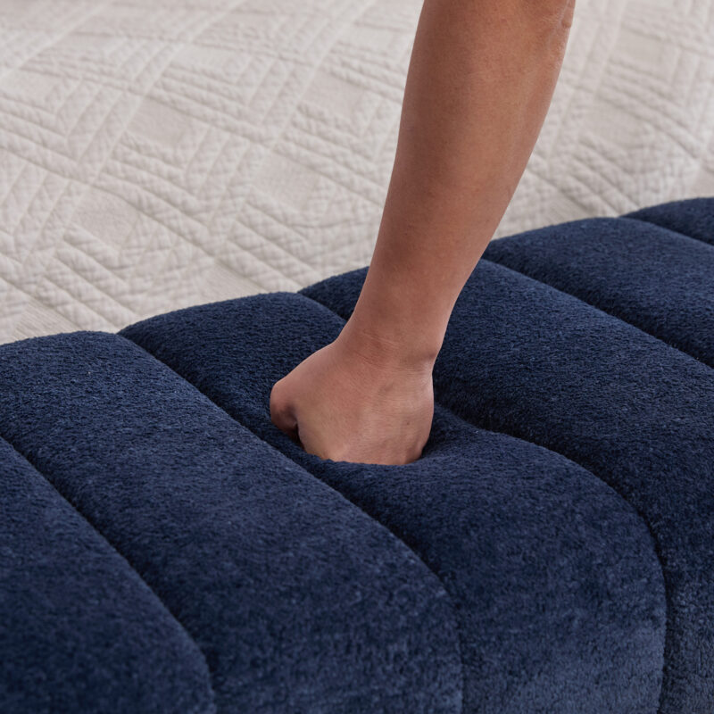 69.7"Wide Modern Upholstered Armless Bed Bench, Channel Tufted Couch Daybed Chaise, Chenille Ottoman Foot Stool for Living Room and Bedroom, Entryway - Image 5
