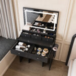 New Large Mirror Vanity Desk for Bed room , Modern Makeup Vanity Set with Power Outlet and Hair dryer holder, 5 Drawers , 3 Lighting Color Adjustable Dressing Table for Bedroom - Image 19