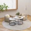 Nesting Coffee Table Set of 2, 27.6inch Round Coffee Table Wood Marble Pattern Top with Sturdy Metal Frame, End Table Side Tables for Living Room Bedroom Balcony Yard - Image 11