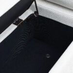 Elegant Upholstered Linen Storage Bench with Cylindrical Arms and Iron Legs for Hallway Living Room Bedroom - Image 3