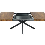 55.11" -70.86"Retro Rectangular Stretch Dining Table, Antique Wood Top And Black Relief Plate, Black Fine Sand Cross Iron Foot Base Dining Table, With Storage Box - Image 9