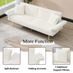 79 inch corduroy sofa bed, foldable double sofa bed with folding armrests, suitable for living rooms and small spaces - Image 10