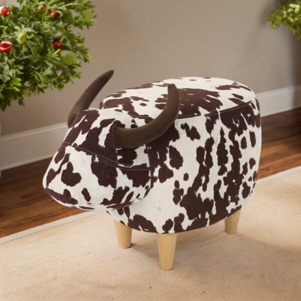 Animal Ottoman/Footstool, Black and White Cow-Shaped Ottoman, Modern Ottoman, Modern Accent Stool Home Decor, Suitable for Living Room, Bedroom, Porch, Garden, Backyard, Balcony