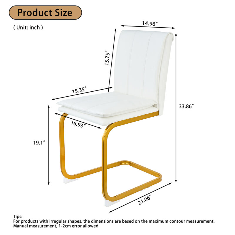 Modern dining chairs set of 4, PU leather white kitchen chairs, restaurant chairs, suitable for kitchens, living rooms, bedrooms, and offices, and metal legs - Image 9