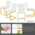 Modern dining chairs set of 4, PU leather white kitchen chairs, restaurant chairs, suitable for kitchens, living rooms, bedrooms, and offices, and metal legs - Image 6