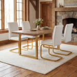 Modern dining chairs set of 4, PU leather white kitchen chairs, restaurant chairs, suitable for kitchens, living rooms, bedrooms, and offices, and metal legs - Image 3