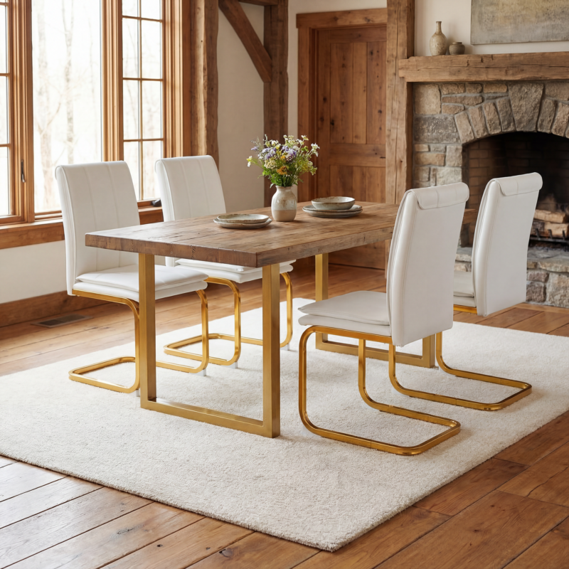 Modern dining chairs set of 4, PU leather white kitchen chairs, restaurant chairs, suitable for kitchens, living rooms, bedrooms, and offices, and metal legs - Image 3