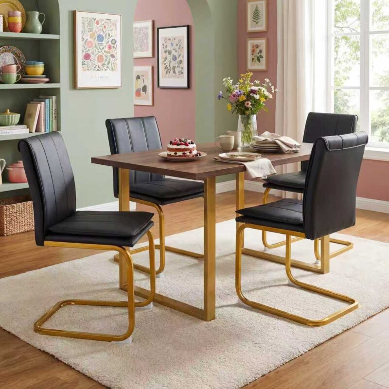 Modern dining chairs set of 4, PU leather white kitchen chairs, restaurant chairs, suitable for kitchens, living rooms, bedrooms, and offices, and metal legs - Image 11