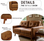 65-inch Modern Minimalist Two-Seater Sofa, featuring breathable Foil fabric and solid wood legs - Image 5