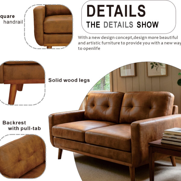 65-inch Modern Minimalist Two-Seater Sofa, featuring breathable Foil fabric and solid wood legs