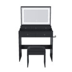 New Large Mirror Vanity Desk for Bed room , Modern Makeup Vanity Set with Power Outlet and Hair dryer holder, 5 Drawers , 3 Lighting Color Adjustable Dressing Table for Bedroom - Image 14