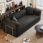 78.8" Compression Sofa,Convertible Floor Sofa Bed-with Pillow Back Support Armrest,Comfy Futon Couch Sleeper Bed,Loveseats Boneless Modular Sectional Sofa,Corduroy fabric,for Living Room,Bedroom - Image 2
