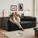 78.8" Compression Sofa,Convertible Floor Sofa Bed-with Pillow Back Support Armrest,Comfy Futon Couch Sleeper Bed,Loveseats Boneless Modular Sectional Sofa,Corduroy fabric,for Living Room,Bedroom - Image 6