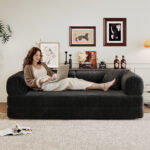 78.8" Compression Sofa,Convertible Floor Sofa Bed-with Pillow Back Support Armrest,Comfy Futon Couch Sleeper Bed,Loveseats Boneless Modular Sectional Sofa,Corduroy fabric,for Living Room,Bedroom - Image 7