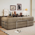 78.8" Compression Sofa,Convertible Floor Sofa Bed-with Pillow Back Support Armrest,Comfy Futon Couch Sleeper Bed,Loveseats Boneless Modular Sectional Sofa,Corduroy fabric,for Living Room,Bedroom - Image 9