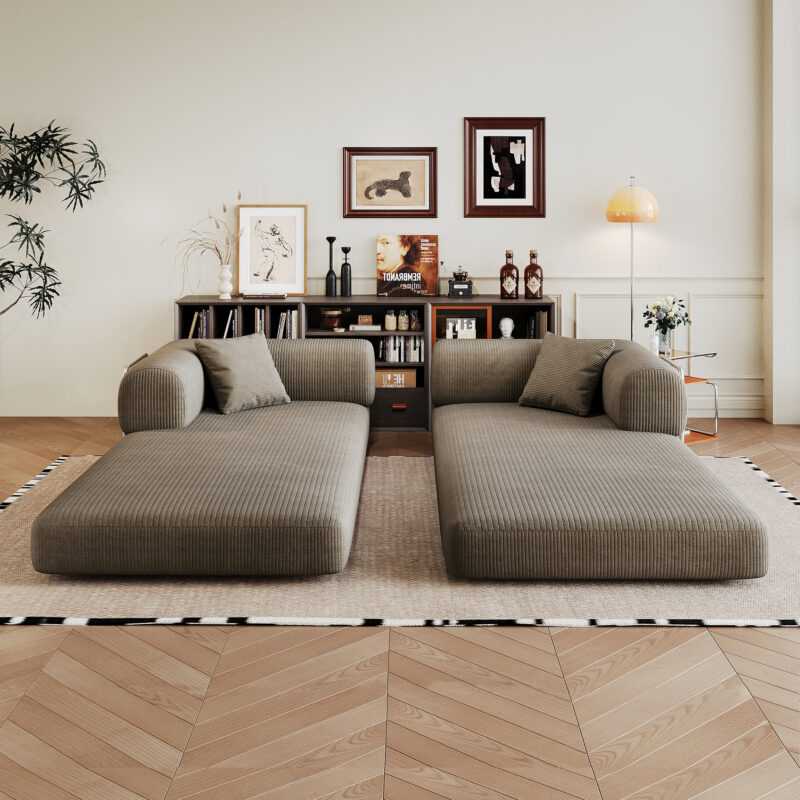 78.8" Compression Sofa,Convertible Floor Sofa Bed-with Pillow Back Support Armrest,Comfy Futon Couch Sleeper Bed,Loveseats Boneless Modular Sectional Sofa,Corduroy fabric,for Living Room,Bedroom - Image 8