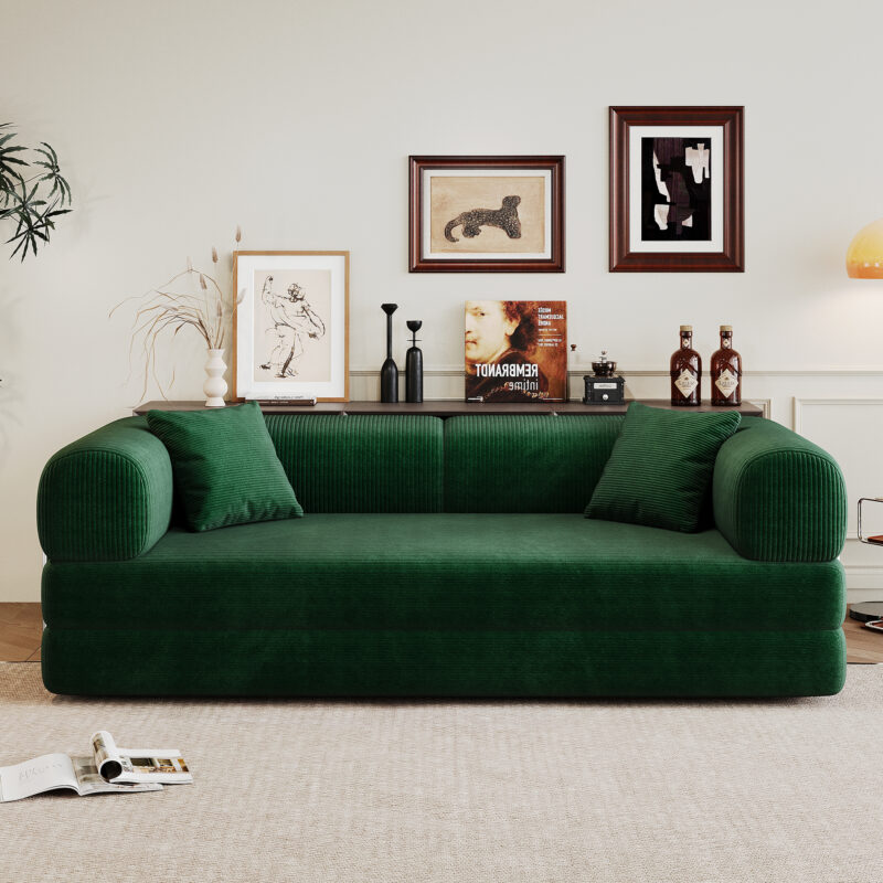 78.8" Compression Sofa,Convertible Floor Sofa Bed-with Pillow Back Support Armrest,Comfy Futon Couch Sleeper Bed,Loveseats Boneless Modular Sectional Sofa,Corduroy fabric,for Living Room,Bedroom - Image 12