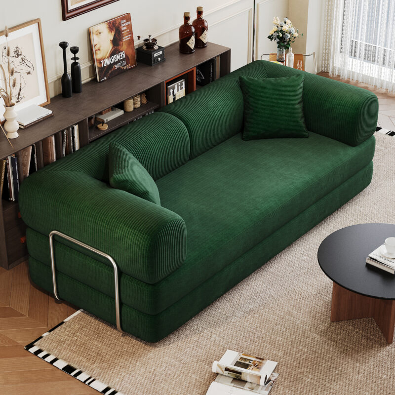 78.8" Compression Sofa,Convertible Floor Sofa Bed-with Pillow Back Support Armrest,Comfy Futon Couch Sleeper Bed,Loveseats Boneless Modular Sectional Sofa,Corduroy fabric,for Living Room,Bedroom - Image 13