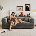 78.8" Compression Sofa,Convertible Floor Sofa Bed-with Pillow Back Support Armrest,Comfy Futon Couch Sleeper Bed,Loveseats Boneless Modular Sectional Sofa,Corduroy fabric,for Living Room,Bedroom - Image 24