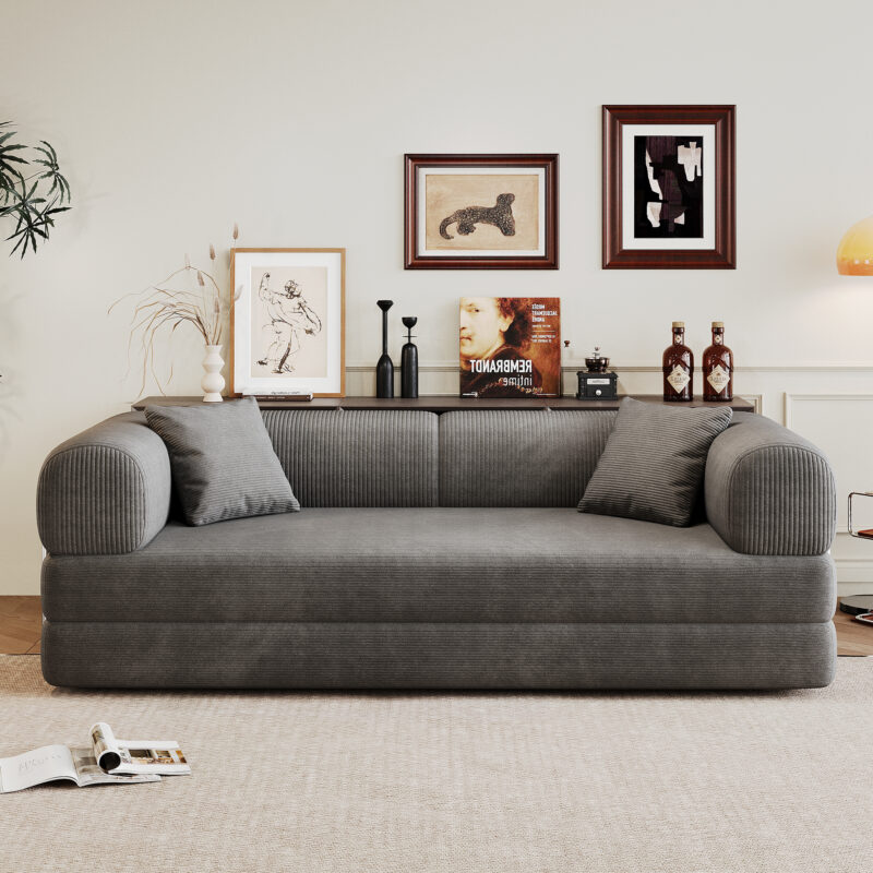 78.8" Compression Sofa,Convertible Floor Sofa Bed-with Pillow Back Support Armrest,Comfy Futon Couch Sleeper Bed,Loveseats Boneless Modular Sectional Sofa,Corduroy fabric,for Living Room,Bedroom - Image 22