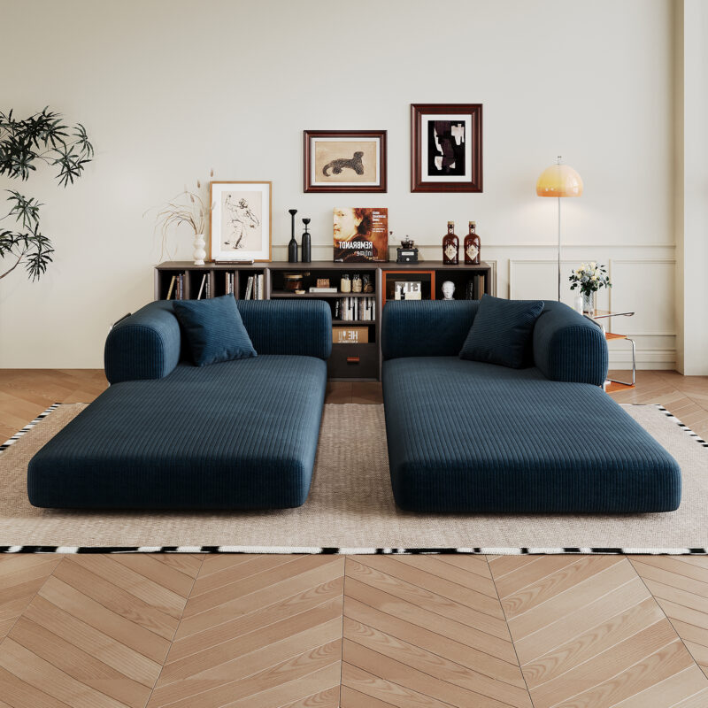 78.8" Compression Sofa,Convertible Floor Sofa Bed-with Pillow Back Support Armrest,Comfy Futon Couch Sleeper Bed,Loveseats Boneless Modular Sectional Sofa,Corduroy fabric,for Living Room,Bedroom - Image 26