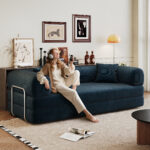 78.8" Compression Sofa,Convertible Floor Sofa Bed-with Pillow Back Support Armrest,Comfy Futon Couch Sleeper Bed,Loveseats Boneless Modular Sectional Sofa,Corduroy fabric,for Living Room,Bedroom - Image 27