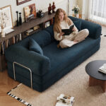 78.8" Compression Sofa,Convertible Floor Sofa Bed-with Pillow Back Support Armrest,Comfy Futon Couch Sleeper Bed,Loveseats Boneless Modular Sectional Sofa,Corduroy fabric,for Living Room,Bedroom - Image 29