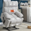 Grey Dual Motor Infinite Position Up to 350 LBS Chenille Power Lift Recliner Chair, Heavy Duty Motion Mechanism with 8-Point Vibration Massage and Lumbar Heating, Dual Cup Holders - Image 7