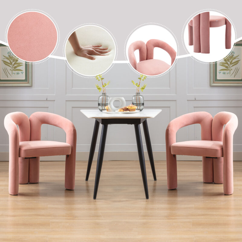 Contemporary Designed Velvet Fabric Upholstered Accent/Dining Chair /Barrel Side Chairs Kitchen Armchair for Living Room set of 2 - Image 15