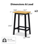 K&K Solid Wood Bar Stools (Not Cheap Iron), 25.6" Tall Set of 2 Bar Chairs, Kitchen Counter Stools with Footrests, Farmhouse Stools for Dining Room, Kitchen, Counter - Image 8