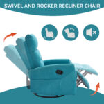 Manual Recliner Chair with Rocker and Swivel in Fabric for Living Room - Image 13