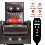Red Faux Leather Heat Massage Manual Recliner Chair with Rocker and Swivel for Living Room - Image 14