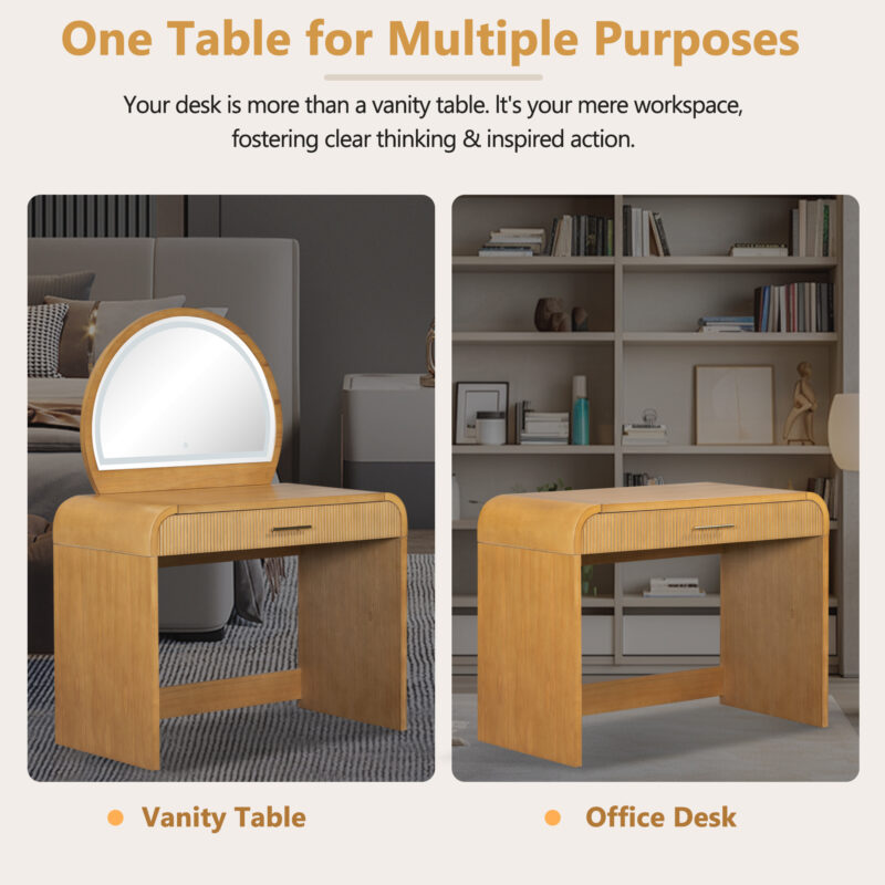 39" Makeup Vanity Table with Mirror Touch Screen Lighted Mirror, Dressing Table with Drawer for Bedroom - Image 18
