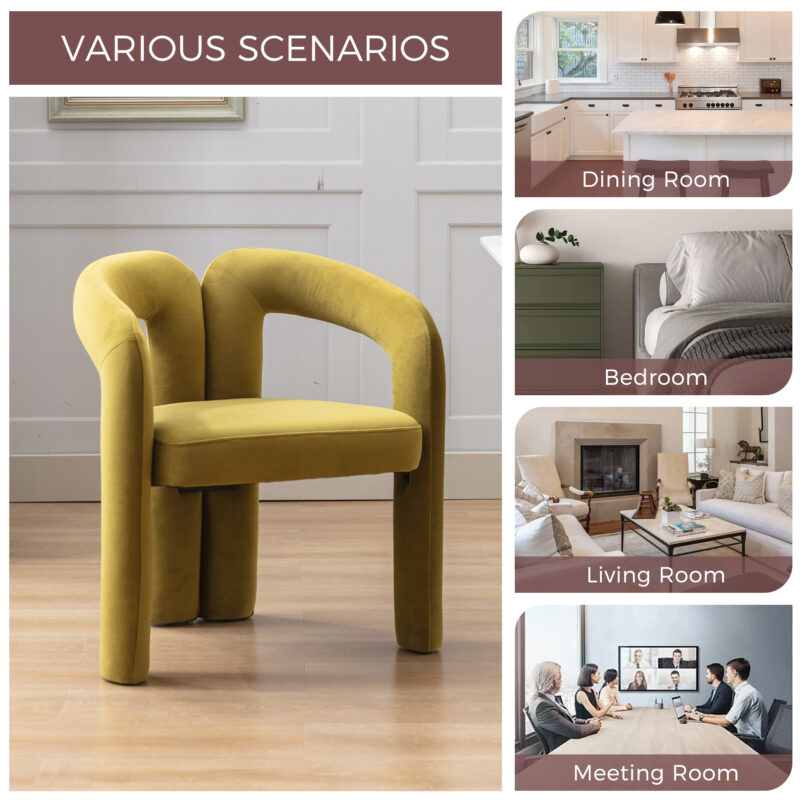 Contemporary Designed Velvet Fabric Upholstered Accent/Dining Chair /Barrel Side Chairs Kitchen Armchair for Living Room set of 2 - Image 13