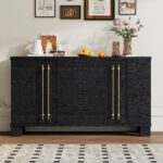 TREXM Sideboard Buffet Cabinet with Storage, Wood Sideboard with Adjustable Shelves and Gold Handles for Kitchen, Dining Room and Living Room - Image 9