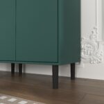 Tempered Glass Door Tall Storage Bookcase with adjustable board, 4 doors MDF painting finished cabinet, Green, Living room Bedroom storage - Image 6
