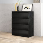 4 Drawer Dresser,Modern Storage Chest of Drawers,31.5In Black Dresser for Closet with Handle-Free Design, Closet Chests Organizer for Bedroom, Living Room - Image 4