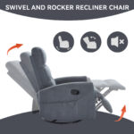Manual Recliner Chair with Rocker and Swivel in Fabric for Living Room - Image 6