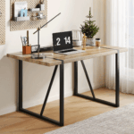 Rustic Industrial Rectangular Wood Dining Table For 4-6 Person, With 1.5" Thick Engineered Wood color Tabletop and Black Metal Legs,Desk For Kitchen Dining Living Room - Image 4