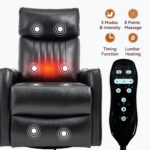 Red Faux Leather Heat Massage Manual Recliner Chair with Rocker and Swivel for Living Room - Image 7