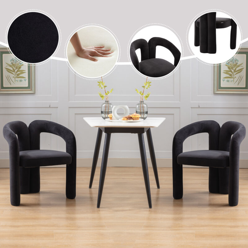Contemporary Designed Velvet Fabric Upholstered Accent/Dining Chair /Barrel Side Chairs Kitchen Armchair for Living Room set of 2 - Image 6