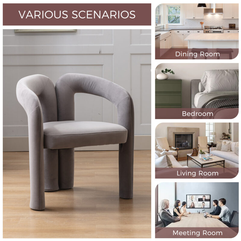 Contemporary Designed Velvet Fabric Upholstered Accent/Dining Chair /Barrel Side Chairs Kitchen Armchair for Living Room set of 2 - Image 20
