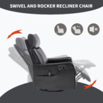 Red Faux Leather Heat Massage Manual Recliner Chair with Rocker and Swivel for Living Room - Image 8