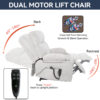 Grey Dual Motor Infinite Position Up to 350 LBS Chenille Power Lift Recliner Chair, Heavy Duty Motion Mechanism with 8-Point Vibration Massage and Lumbar Heating, Dual Cup Holders - Image 4