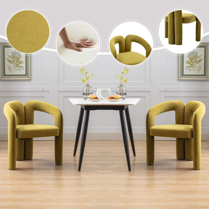 Contemporary Designed Velvet Fabric Upholstered Accent/Dining Chair /Barrel Side Chairs Kitchen Armchair for Living Room set of 2 - Image 12