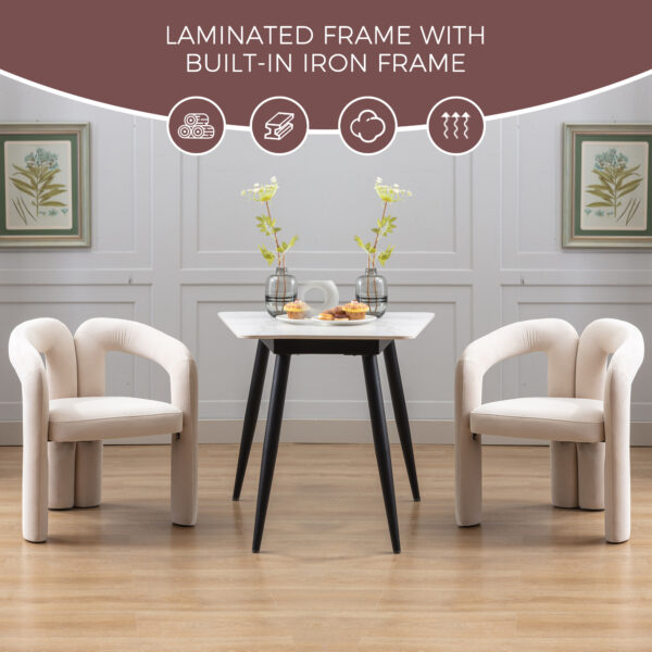 Contemporary Designed Velvet Fabric Upholstered Accent/Dining Chair /Barrel Side Chairs Kitchen Armchair for Living Room set of 2